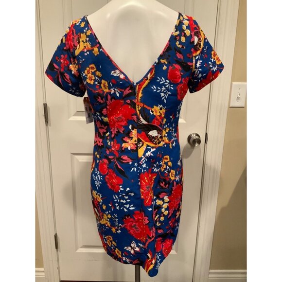 Plenty by Tracy Reese Blue Multicolor Floral Short Sleeve Sheath Dress Size 8 - Picture 5 of 7